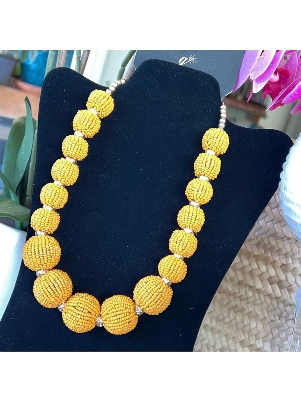 Gennaro Yellow Beaded Statement Nevklace